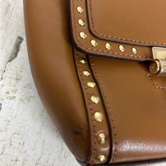 DVF Diane von Furstenberg 440 Mini Studded Flap Crossbody Bag Tan Brown Gold - Picture 3 of 10